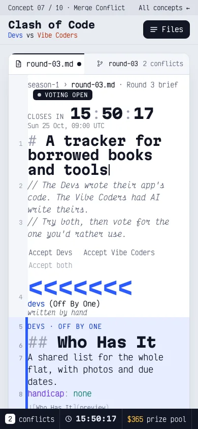 Merge Conflict on a phone