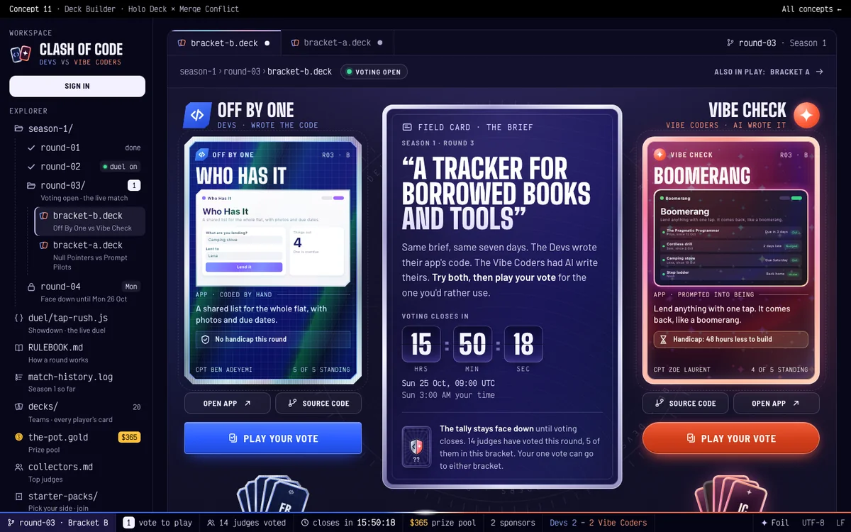 Deck Builder at desktop width